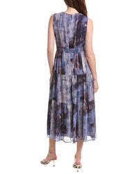 Dkny Pleated Chiffon Tie Dress