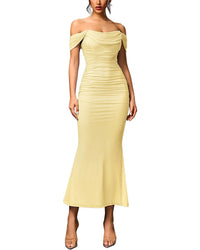 Amanda Royal Amanda Royal Off-The-Shoulder Midi Dress