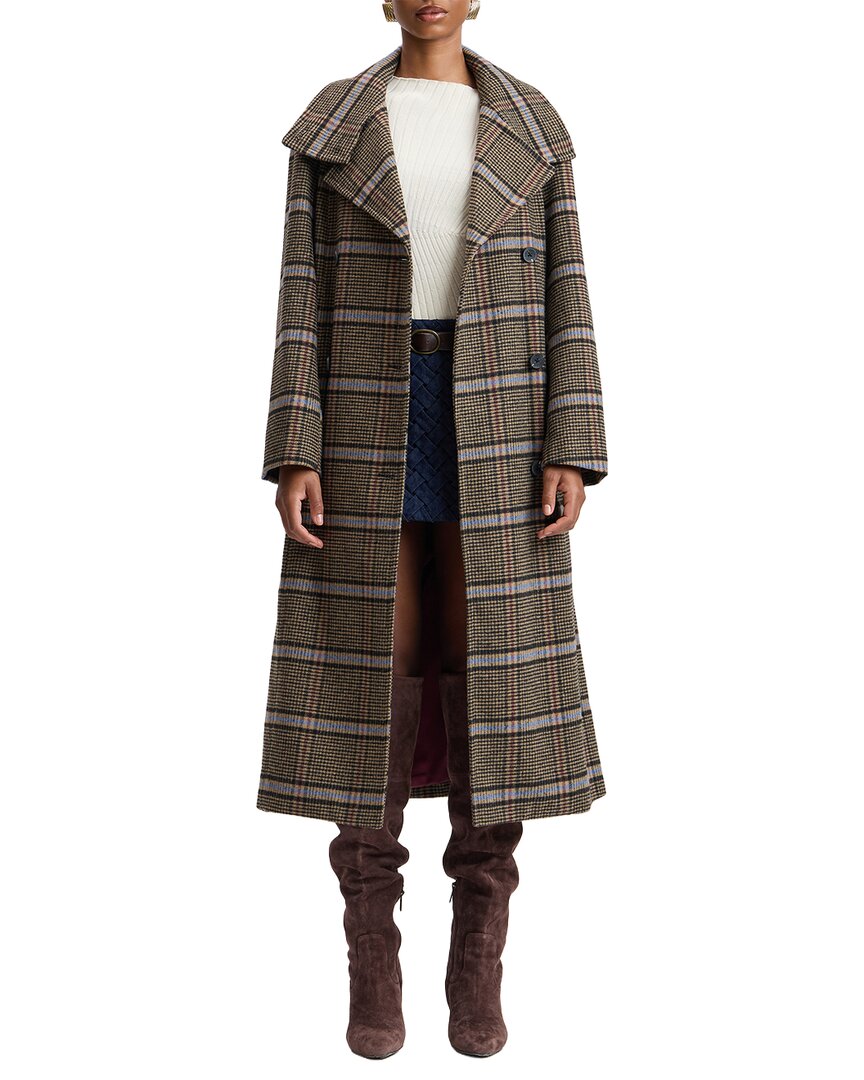 Avec Les Filles Funnel Neck Relaxed Wool-Blend Coat