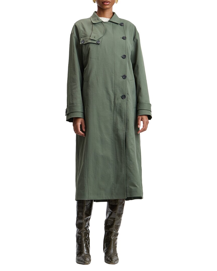 Avec Les Filles Stand Collar Trench Coat