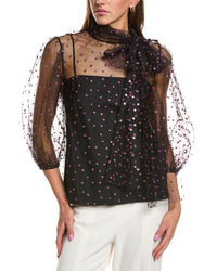 Red Valentino Net Lace & Glitter Blouse