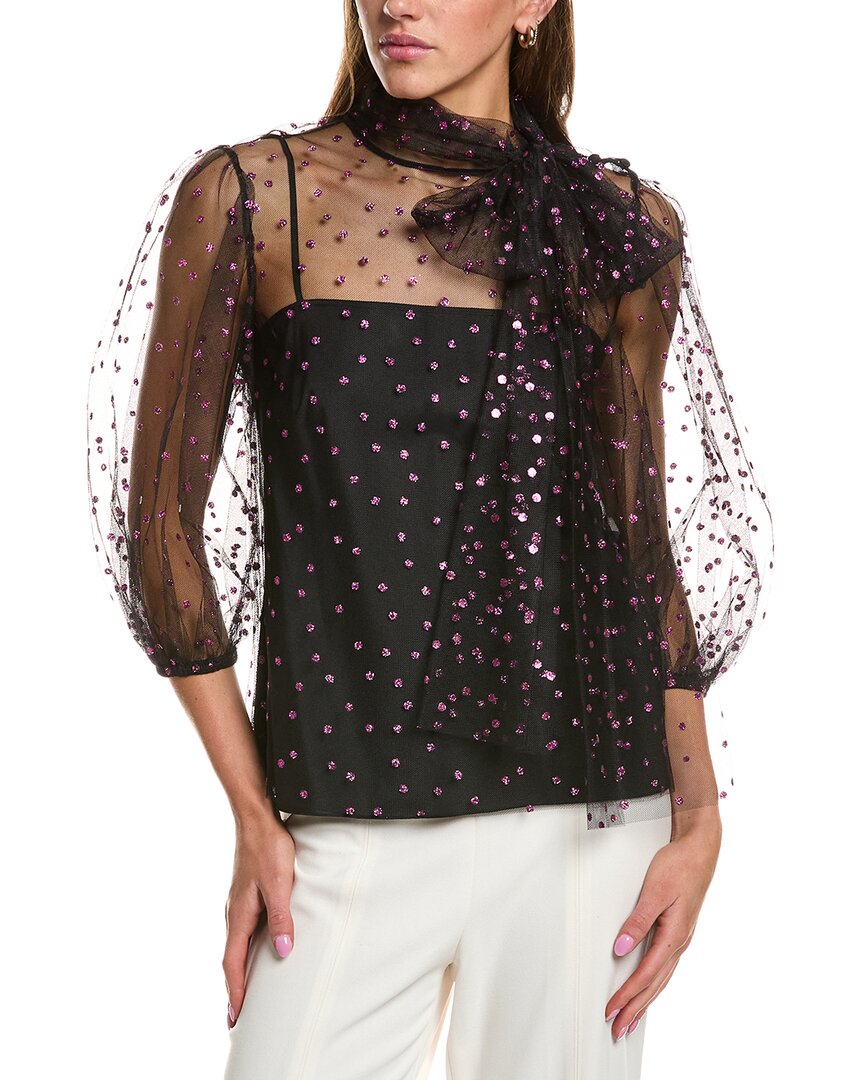 Red Valentino Net Lace & Glitter Blouse