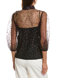 Red Valentino Net Lace & Glitter Blouse