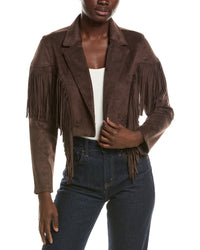 Noize Billi Fringe Vegan Leather Coat