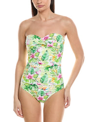 Nicole Miller Twist Front Ruched One-Piece