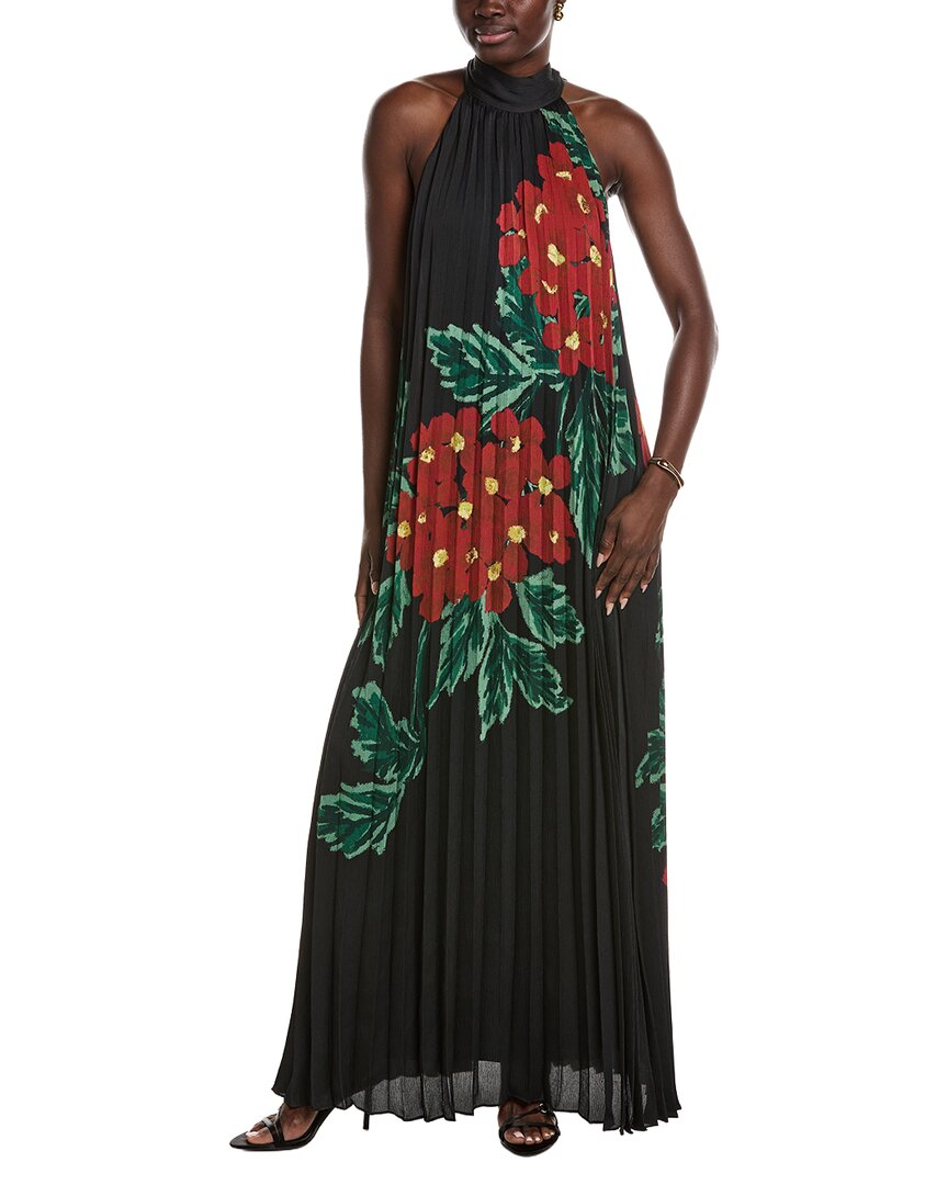 Ungaro Lester Halter Sleeveless Pleated Maxi Dress