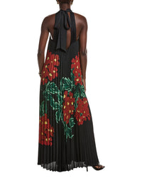 Ungaro Lester Halter Sleeveless Pleated Maxi Dress