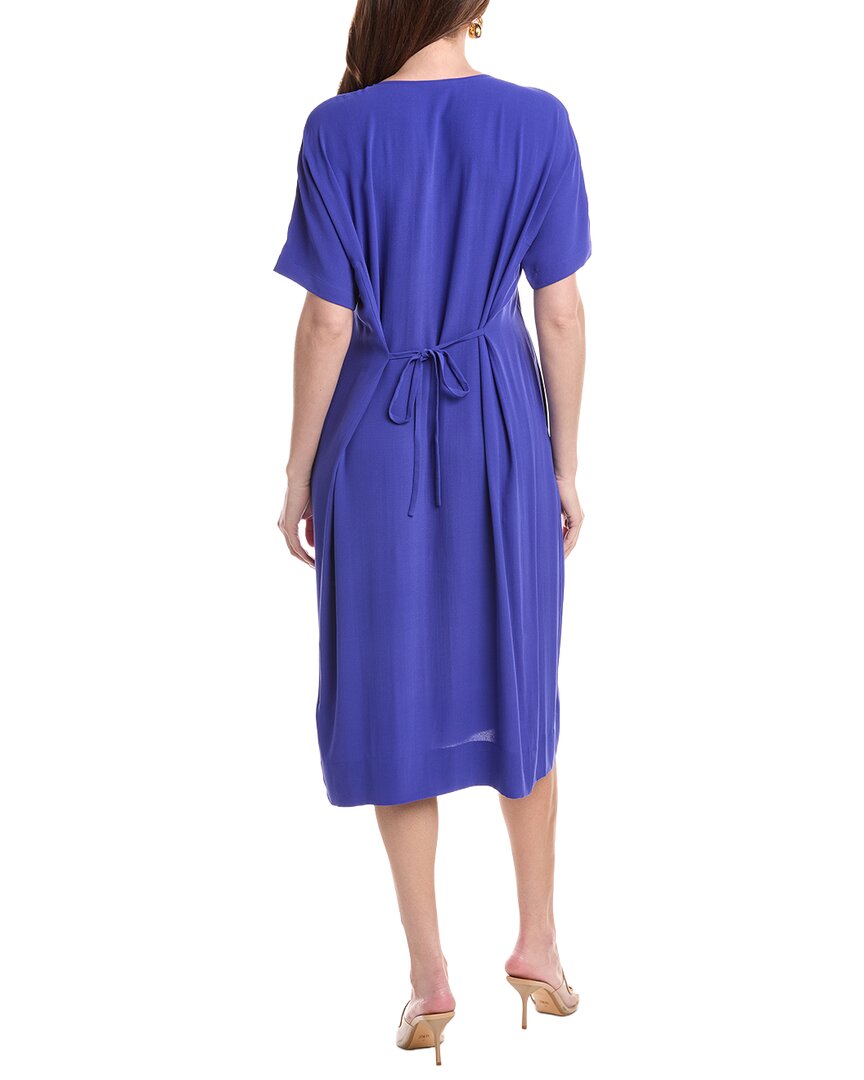 eileen fisher silk dress Eileen Fisher Women's Silk V Neck Midi Dress - Blue - Size M