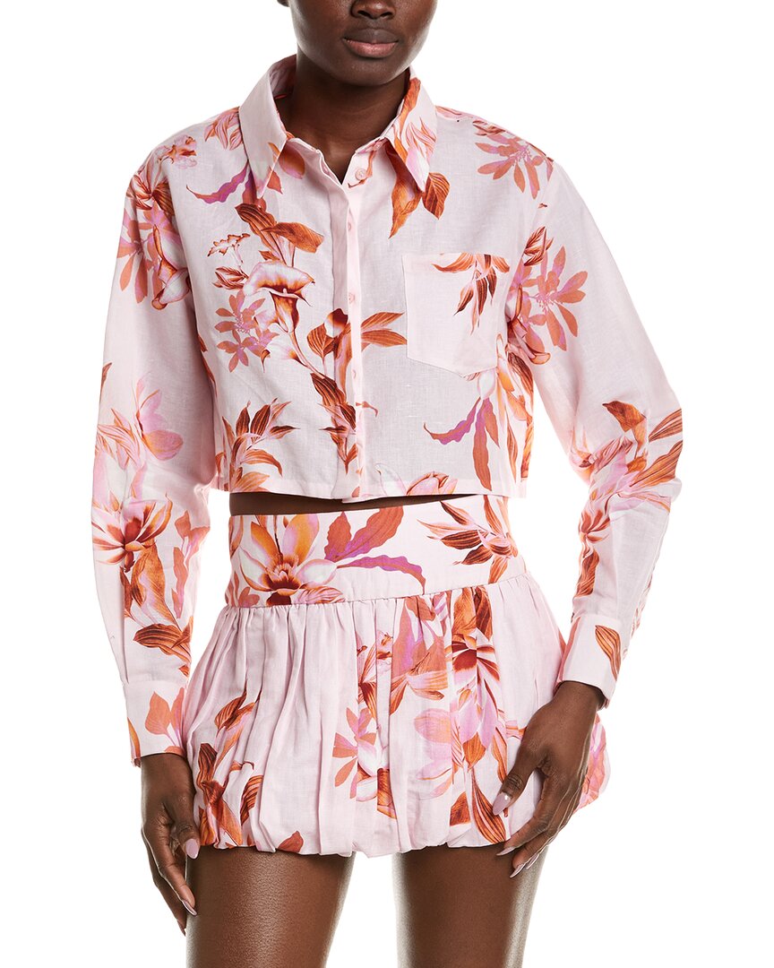 Rococo Sand Rococo Sand Linen-Blend Crop Shirt