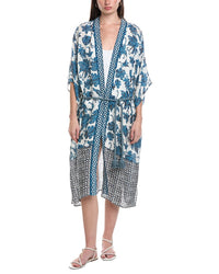 Echo Batik Linen-Blend Longline Duster