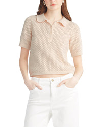 Draper James Scalloped Collar Wool-Blend Polo Sweater