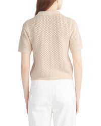 Draper James Scalloped Collar Wool-Blend Polo Sweater