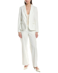 Le Suit 2Pc Pinstripe Shawl Collar Jacket & Wide Leg Pant Set