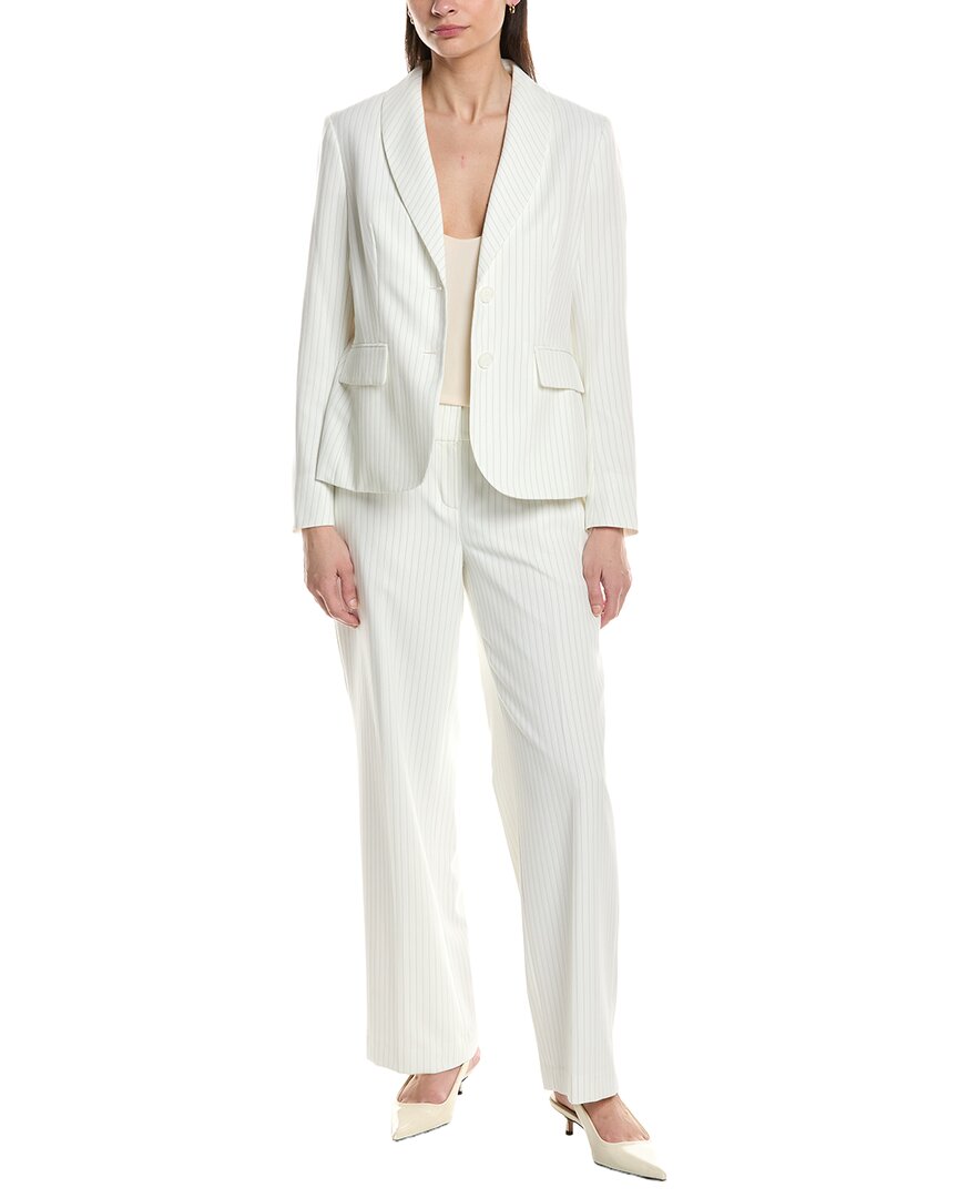 Le Suit 2Pc Pinstripe Shawl Collar Jacket & Wide Leg Pant Set