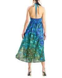 Natori Peacock Cotton Voile Beaded Maxi Dress