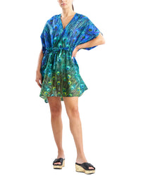 Natori Peacock Cotton Voile Short Caftan