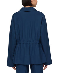 Lafayette 148 New York Gathered Waist Button Front Wool-Blend Overshirt