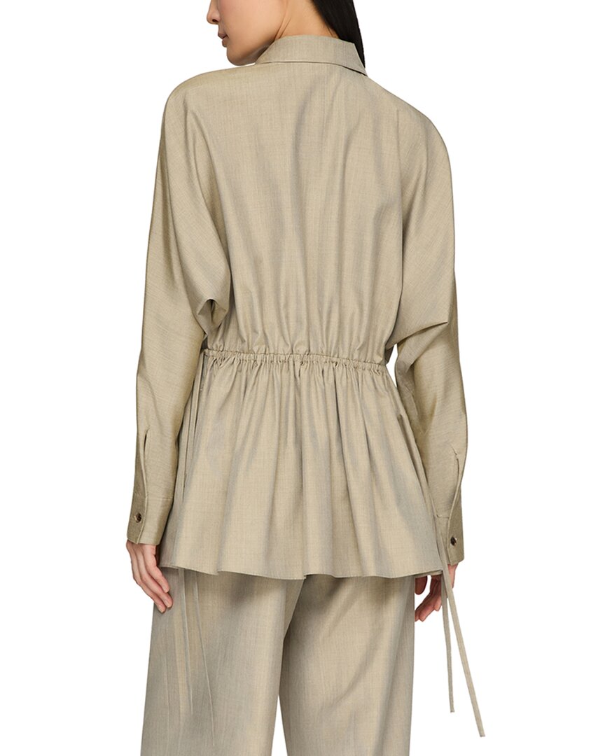 Lafayette 148 New York Gathered Waist Tie Detail Silk Shirt