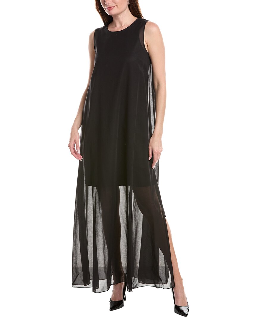 Lafayette 148 New York Sleeveless Side Slit Silk-Trim Dress