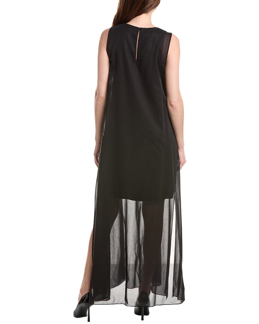 Lafayette 148 New York Sleeveless Side Slit Silk-Trim Dress