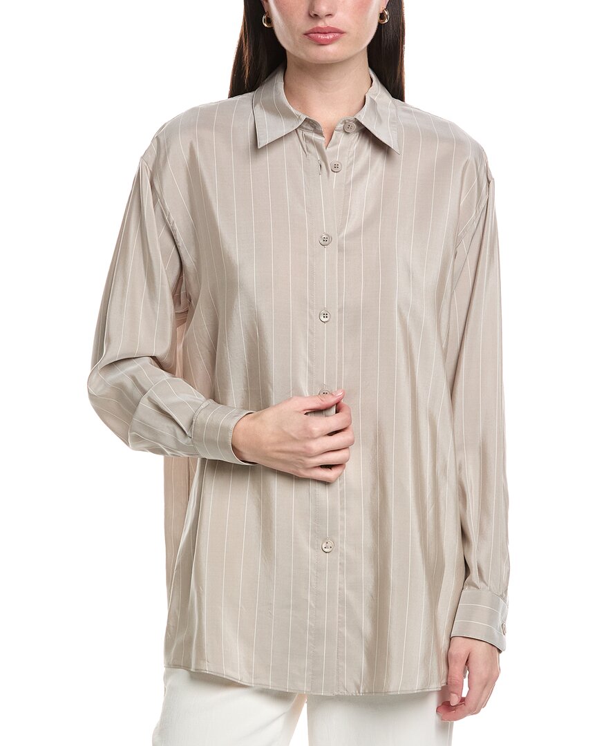 Lafayette 148 New York Boyfriend Oversized Silk Shirt