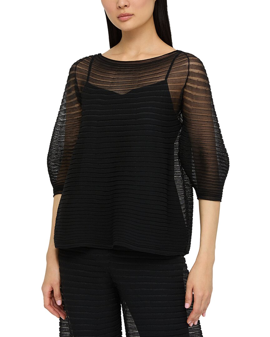 Lafayette 148 New York Harmonica Pleat Stitch Raglan Silk Blouse