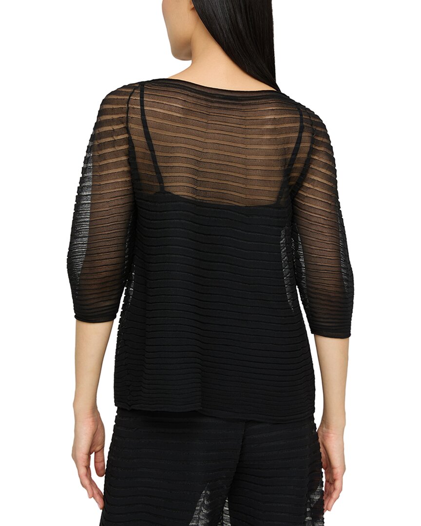 Lafayette 148 New York Harmonica Pleat Stitch Raglan Silk Blouse