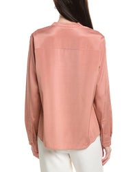 Lafayette 148 New York Silk-Blend Henley Blouse
