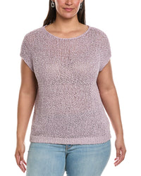 Lafayette 148 New York Plus Open Stitch Bateau Neck Silk-Blend Sweater
