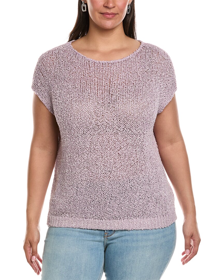 Lafayette 148 New York Plus Open Stitch Bateau Neck Silk-Blend Sweater