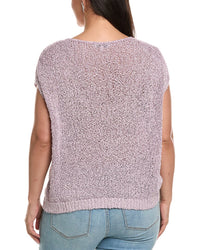 Lafayette 148 New York Plus Open Stitch Bateau Neck Silk-Blend Sweater