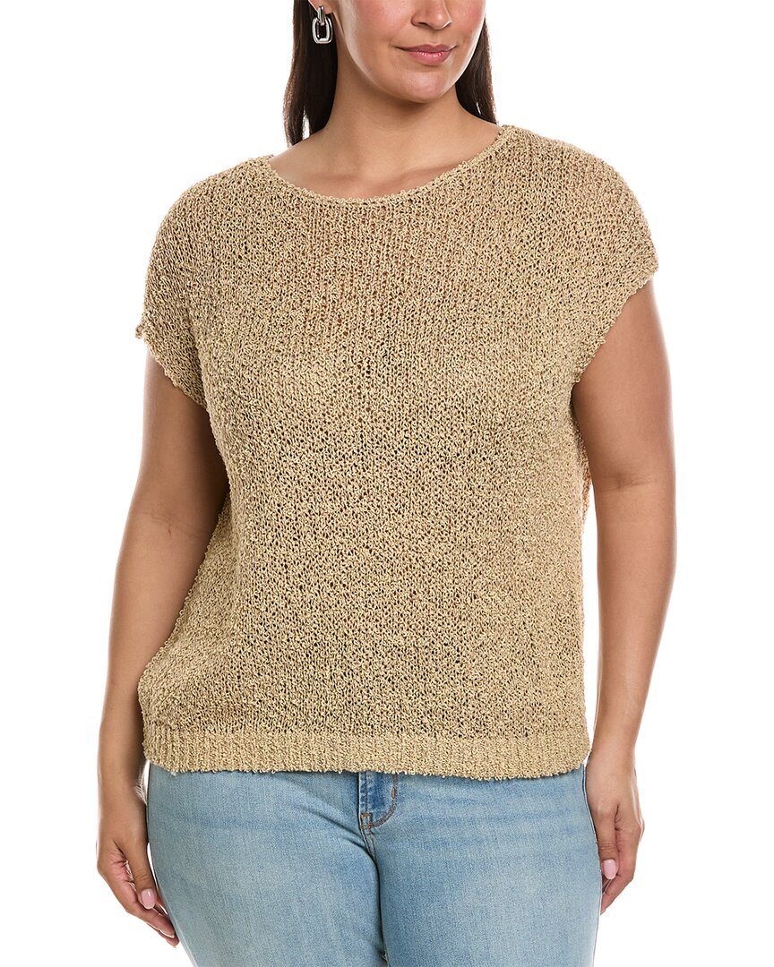 Lafayette 148 New York Plus Open Stitch Bateau Neck Silk-Blend Sweater