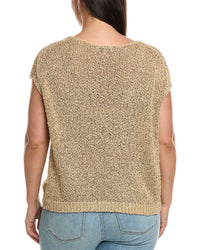 Lafayette 148 New York Plus Open Stitch Bateau Neck Silk-Blend Sweater