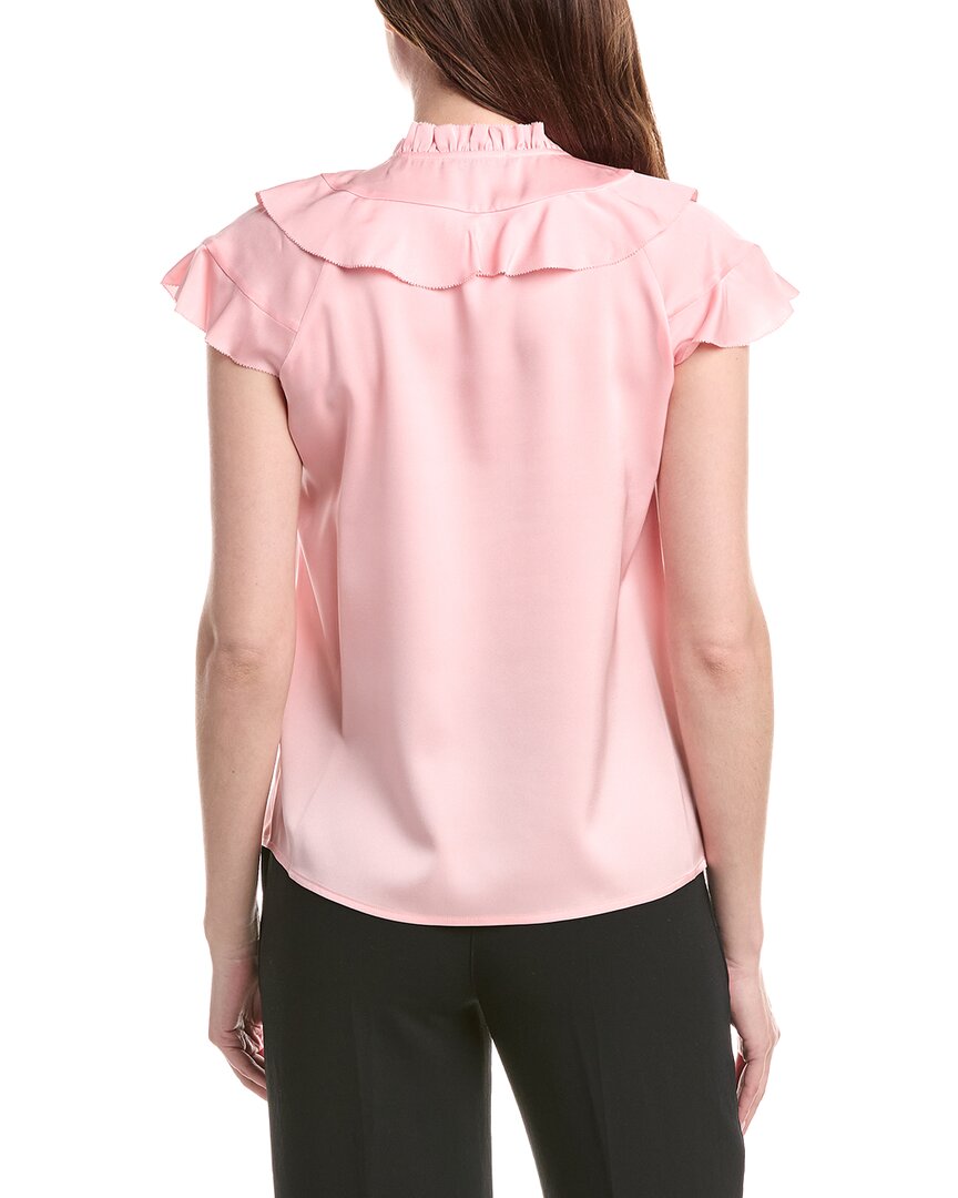 Elie Tahari Zion Pleated Silk-Blend Blouse