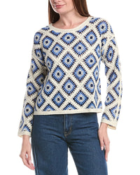 Joseph A. Boxy Diamond Crochet Pullover