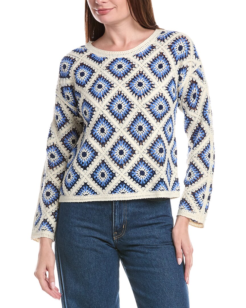 Joseph A. Boxy Diamond Crochet Pullover