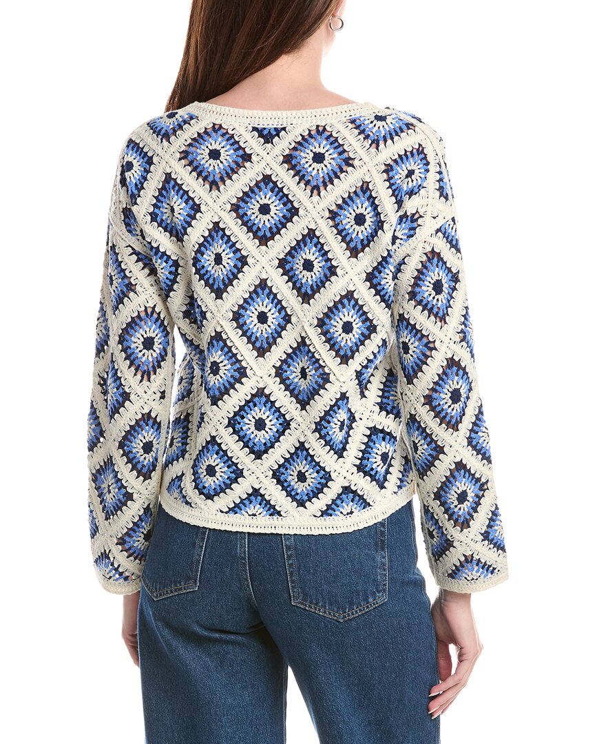 Joseph A. Boxy Diamond Crochet Pullover