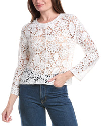 Joseph A. Floral Medallion Crochet Pullover