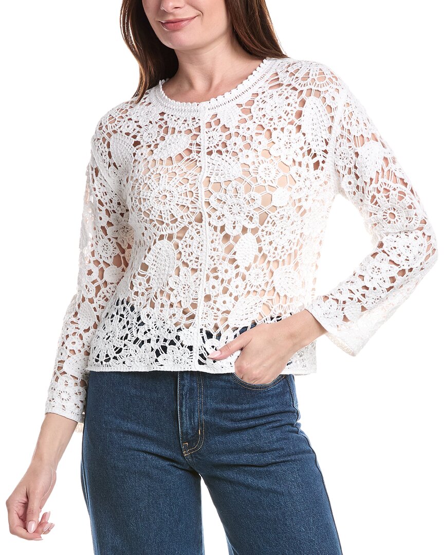 Joseph A. Floral Medallion Crochet Pullover