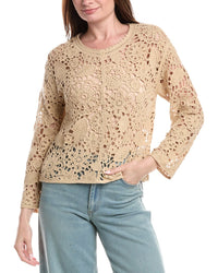 Joseph A. Floral Medallion Crochet Pullover