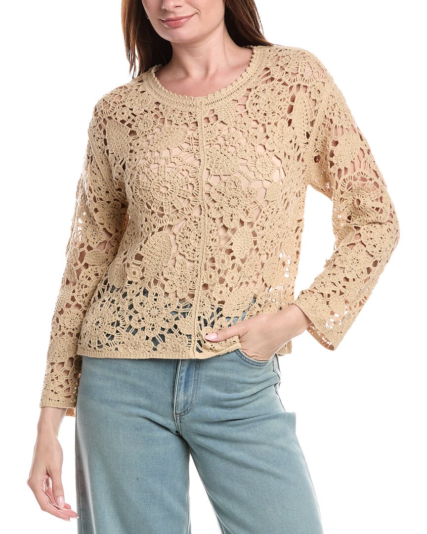 Joseph A. Floral Medallion Crochet Pullover