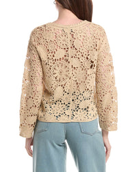 Joseph A. Floral Medallion Crochet Pullover