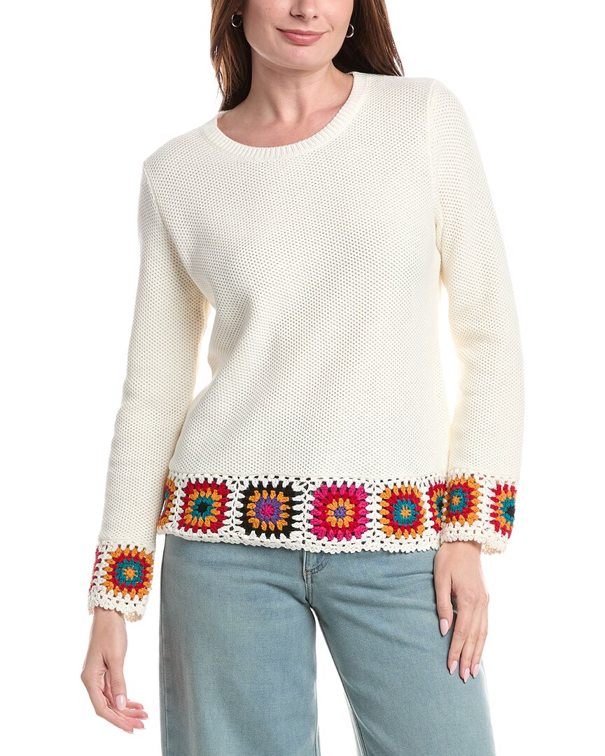 Joseph A. Novelty Medallion Crochet Border Pullover