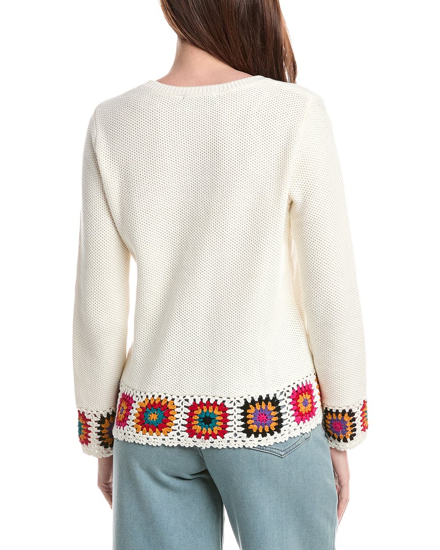 Joseph A. Novelty Medallion Crochet Border Pullover