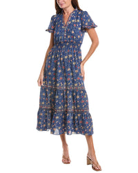 Max Studio Flutter Sleeve V-Neck Tier Maxi Dress
