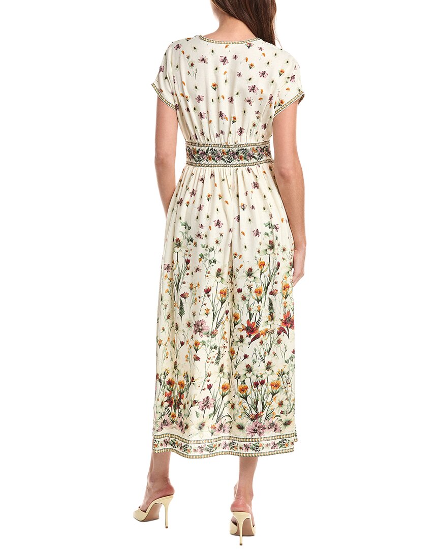 Max Studio Short Sleeve Surplice Linen-Blend Midi Dress