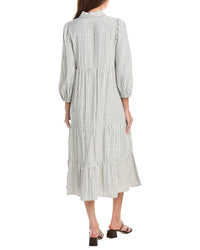 Max Studio 3/4 Sleeve Collar Button Front Tier Midi Dress
