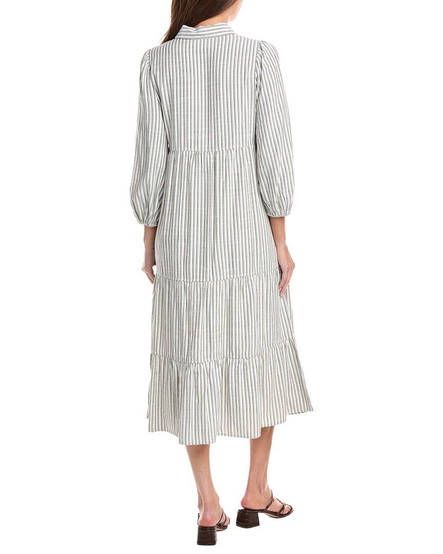Max Studio 3/4 Sleeve Collar Button Front Tier Midi Dress
