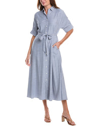 Max Studio Arge Roll Sleeve Button Front Belted Shirtdress