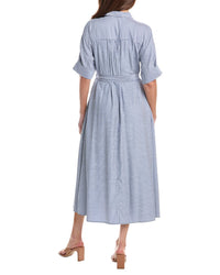 Max Studio Arge Roll Sleeve Button Front Belted Shirtdress